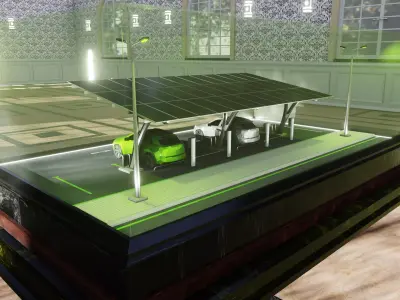 Solar Carport Type-4 3x12 Panels Diorama 3D model