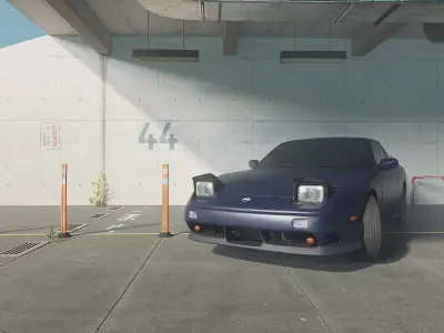 Nissan180SX Low-poly 3D model