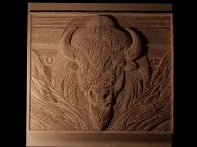 American Bison CNC 3d Print High Relief Sand Casting 3D print model