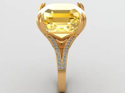 Graff Vivid Yellow Diamond Gold Ring 3D print model