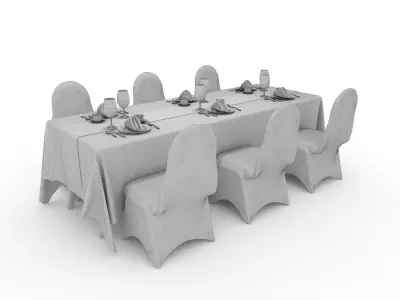 Banquet Table and Chair 113 3D model