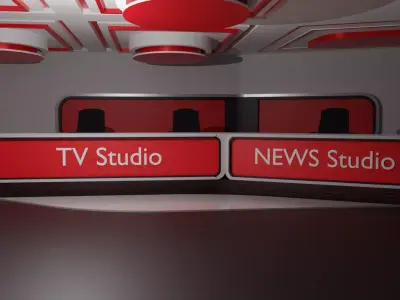 Virtual TV Studio Low-poly 3D model