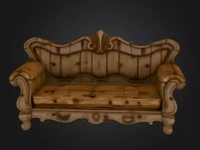Decayed Baroque Sofa Low-poly 3D model