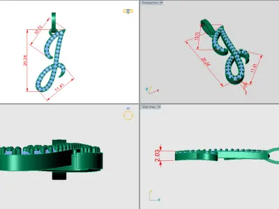 J letter pendant unisex 3D print model