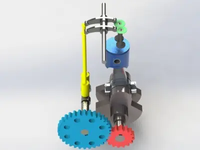 engine machine with gears 3D print model