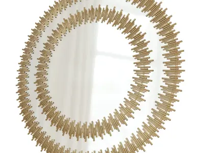 wall-mirror gold mirror with circular design Free 3D model