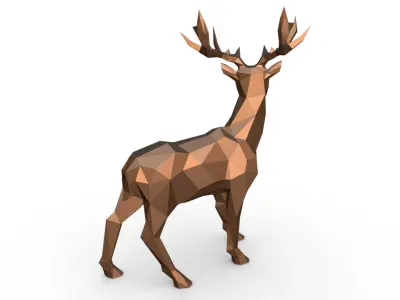 deer low poly polygonal 3D print model