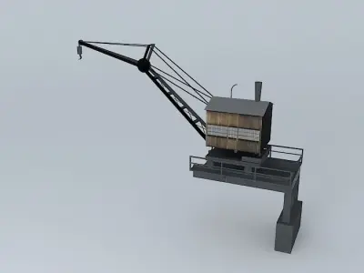 Steam-Powered Riverboat Harbor Crane Low-poly 3D model