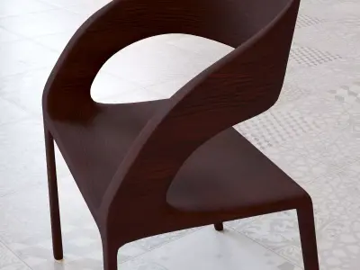 LOW POLY Burgundy Wood Chair Free Free 3D model