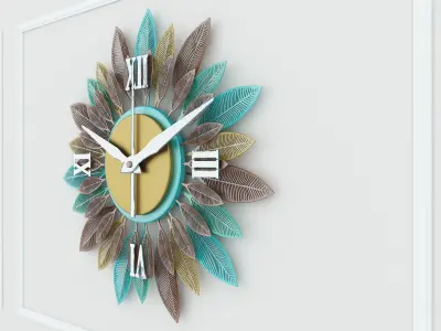 Decorative Metal Clock plants with gold   M 15 3D model
