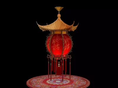 Chinese red palace lantern  Low-poly 3D model