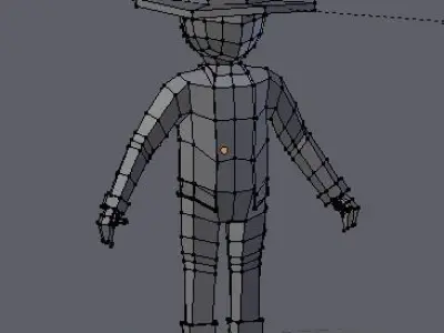 Low Poly Human cartoon character wearing hat Low-poly 3D model
