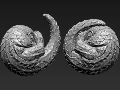 Pholidota pair of animal sculptures 3D print model