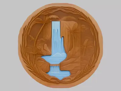 Wooden Carved Emblem Low-poly 3D model