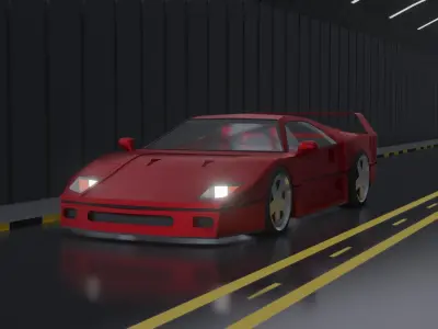 Midpoly FERRARI F40 by Its Nameless Low-poly 3D model