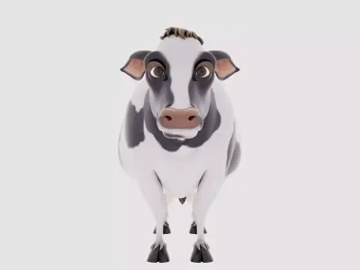 Cow 3D Model cartoon looking at camera 3D model