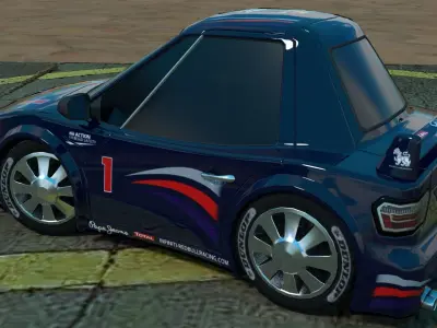 Rigged low poly cartoon racing car RED BULL Low-poly 3D model