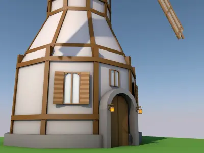 Low-Poly Windmill Free low-poly 3D model