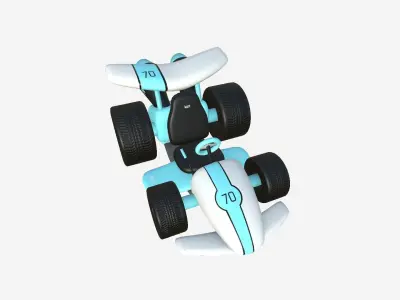 Cartoon Kart A10 White - Vehicle Racing Design Low-poly 3D model