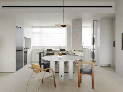 Modern living room dining room interior scenes  3D model 26