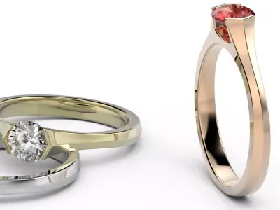 Ring with one gemstone Free 3D model buy