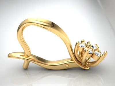 Earring E13 The luxury female earring with gems 3D print model