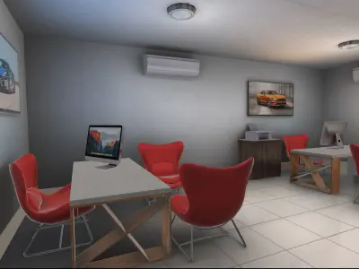 Realistic Car Garage Showroom Low-poly 3D model