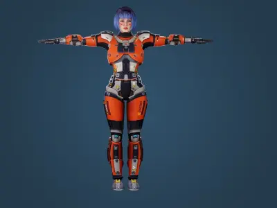 Sci-Fi Girl Low-poly  Low-poly 3D model