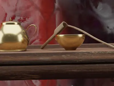 Golden Tea Party 3D model