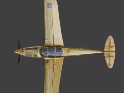 Stylized 3D Steampunk Sleek Gold Interceptor Low-poly 3D model