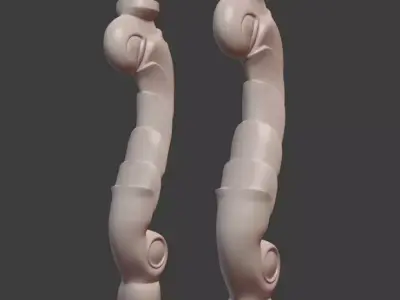 Baroque Handrail Free low-poly 3D model