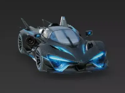 Futuristic Carbon Fiber Hypercar Concept 3D Model Low-poly 3D model