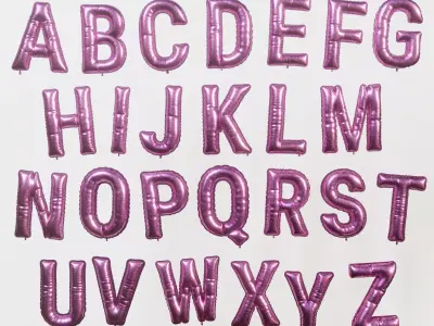 Balloons alphabet 5 colors 3D model