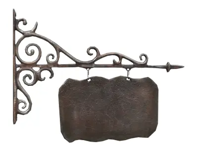 Signboard cast iron Low-poly 3D model