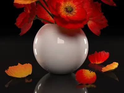 RED POPPIES FLOWERS 3D model