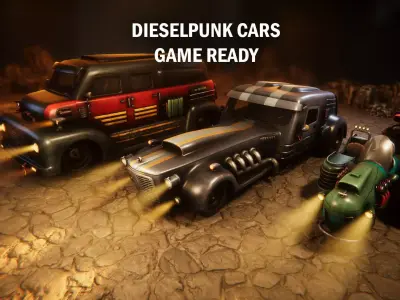 Dieselpunk cars Low-poly 3D model