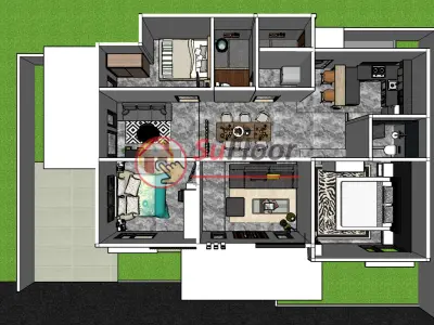 House 16x11m code 434- Sketchup 3D model 3D model