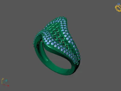 STL 3DM Women Ring Womens Ring Diamonds With Stone Model 3D print model