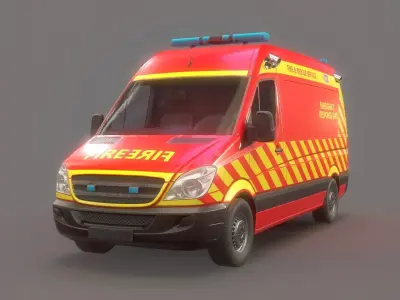 Fire and Rescue Vehicle Low Poly Low-poly 3D model