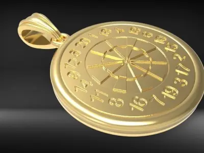 Dart Board Pendant Necklace Charm Bracelet Jewelry 3D print model