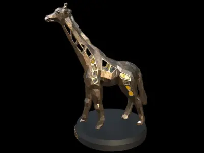 Steampunk Giraffe Pose Low-poly 3D model