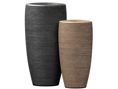 Decorative Contemporary corrugated ceramic floor vase Urn pot 3D model