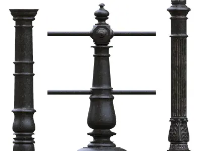 Street cast iron posts P1-2 3D model