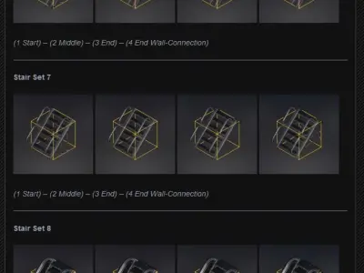 Futuristic Stairs Collection White Plastic Low-poly 3D model