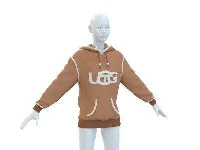 Telfar x UGG Hoodie Chestnut Low-poly 3D model