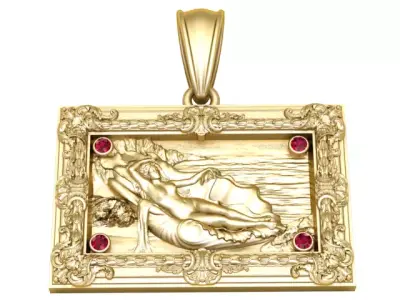 Classical Art Frame Pendant 3D Printable Model 3D print model