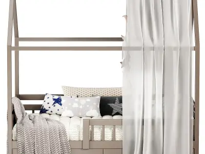 Bed house Special made of birch 3D model