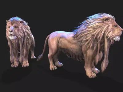 lion animations Low-poly 3D model