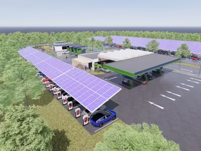 Gas Station and Vehicle Charging Station 3D model