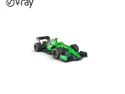 Formula  Car Model Pack with Vibrant Green and Black Design Low-poly 3D model